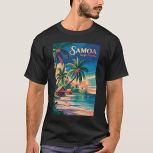 T-shirt Plage samoane Illustration de voyage Art samoan Vi