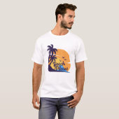 T-shirt Plage S'Il Vous Plaît Coucher De Soleil Palmiers A (Devant entier)