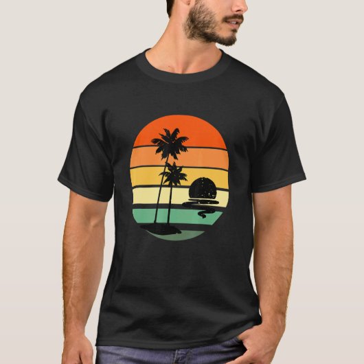 T-shirt Plage tropicale de style rétro Palm Tree (Devant)