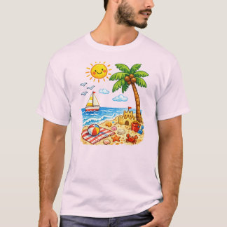 T-shirt Plage tropicale mignonne de vacances d'été de dess