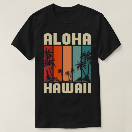 T-shirt Plage tropicale Palmiers d'été hawaïens Aloha Ha (Design devant)