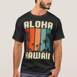 T-shirt Plage tropicale Palmiers d'été hawaïens Aloha Ha