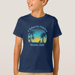 T-shirt Plage tropicale vintage Coucher de soleil d'été Pa