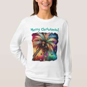 T-shirt Plage tropicale Whimsical Christmas Palm Tree