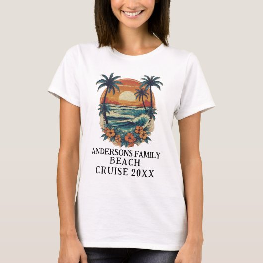 T-shirt Plage Vacances Tropical Palm Tree Famille Réunion (Devant)