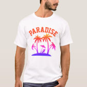 T-shirt Plage Vacances Vêtements, Plage Palmiers Paradise (Devant)