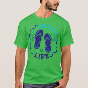 T-shirt Plage Vie Amusante Été Flip Flop Badge 1
