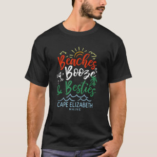 T-shirt Plages Booze Et Besties Cape Elizabeth Summer Ma