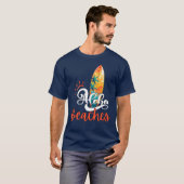 T-shirt Plages d'Aloha Bleu de la Marine (Devant entier)