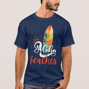 T-shirt Plages d'Aloha Bleu de la Marine
