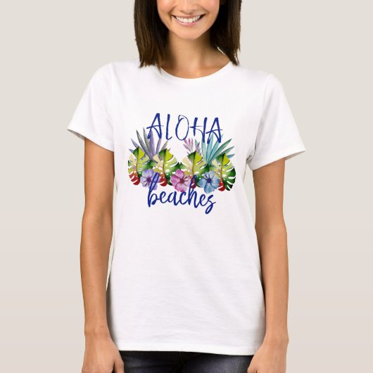 T-shirt Plages tropicales d'Aloha Feuilles hawaïens (Devant)