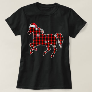 T-shirt Plaid de buffle de cheval Père Noël de Noël assort