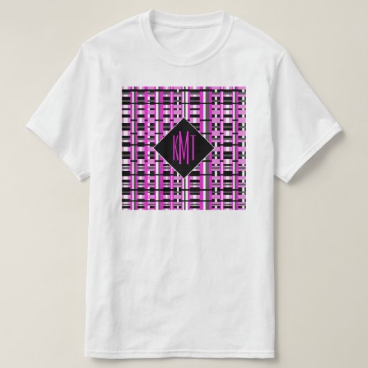 T-shirt Plaid rose monogramme (Design devant)
