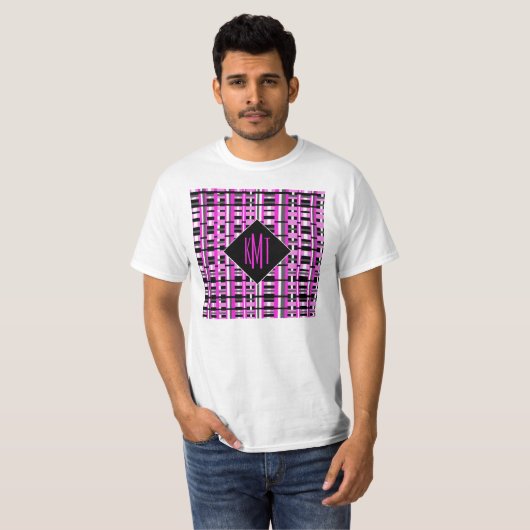 T-shirt Plaid rose monogramme (Devant entier)