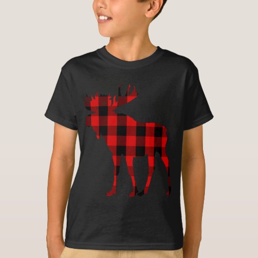 T-shirt Plaid rouge de Moose Buffalo (Devant)