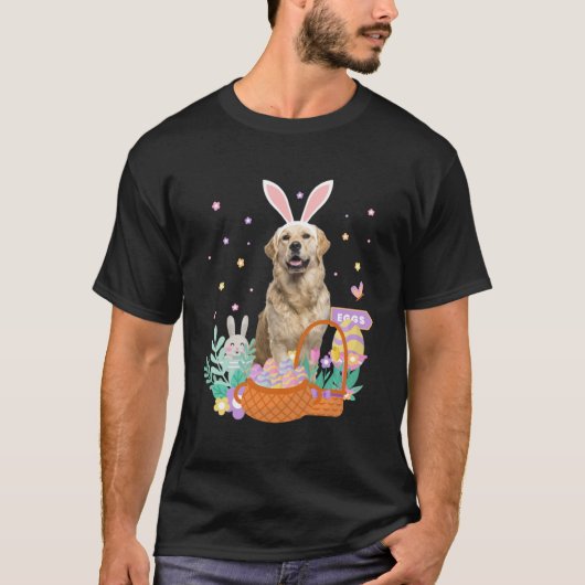 T-shirt Plaisir Pâques or repêcheur chien oeufs chasser pa (Devant)
