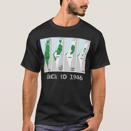 T-shirt Plan de la Palestine, Retour à 1946, drapeau de la (Devant)