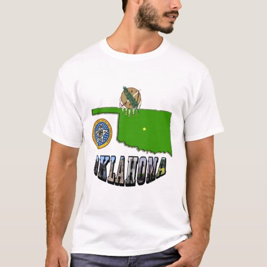 T-shirt Plan de l'Oklahoma - Plan, sceau et texte de l'ima (Devant)