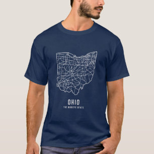 T-shirt Plan de route de l'État des États-Unis de l'Ohio -