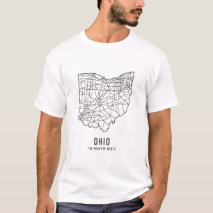 T-shirt Plan de route de l'État des États-Unis de l'Ohio -