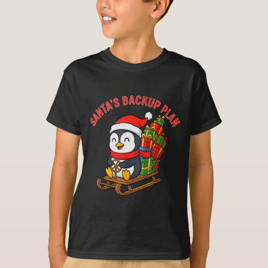 T-shirt Plan de secours de Santa Design de Noël de manchot (Devant)