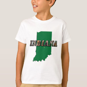 T-shirt Plan d'état de l'Indiana Plan vert Plan et texte p
