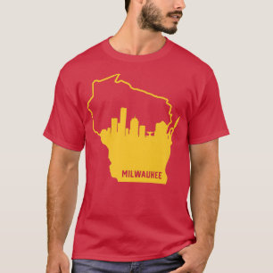 T-shirt Plan d'état du Wisconsin Jaune cool Milwaukee City