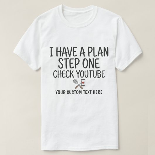 T-shirt Plan étape une vérification YouTube Funny BBQ (Design devant)