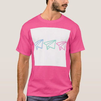 T-shirt Plan rose vert et bleu