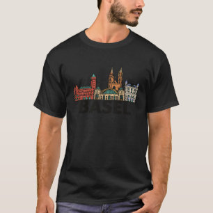 T-shirt Plan Silhouette Skyline de Bâle Suisse