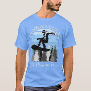 T-shirt Planche à neige jusqu'aux genoux dans une poudreus