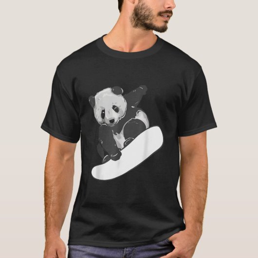 T-shirt Planche à neige Panda de snowboard (Devant)