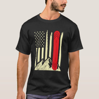 T-shirt Planche à neige Ski Planche à neige Drapeau Améric