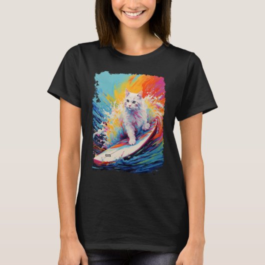 T-shirt Planche à paddle chat blanc (Devant)