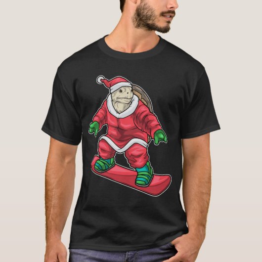 T-shirt Planche à roulettes Tortue de Noël (Devant)