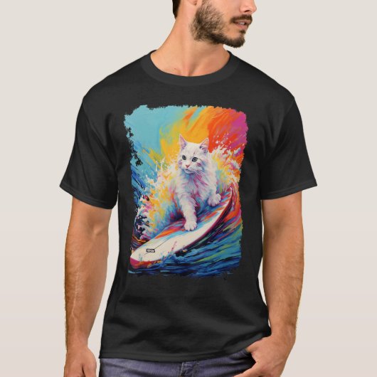 T-shirt Planche de paddle chat blanc (Devant)