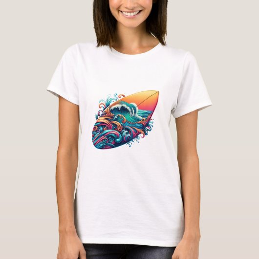 T-shirt Planche de surf avec ondulations (Devant)