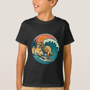 T-shirt Planche de surf dinosaure drôle plage été surfant