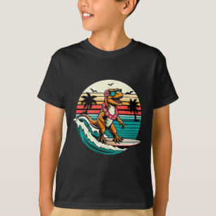 T-shirt Planche de surf dinosaure drôle plage été surfant