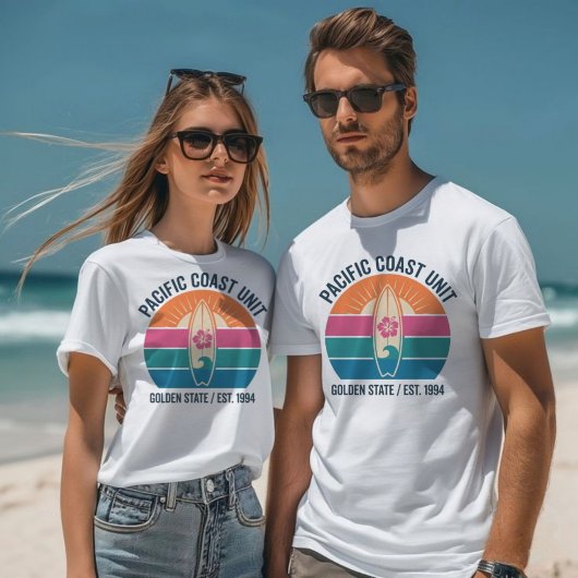 T-shirt Planche de surf Retro Pacific Coast