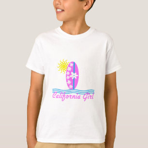 T-shirt Planche de surf W/Sun de rose de fille de la
