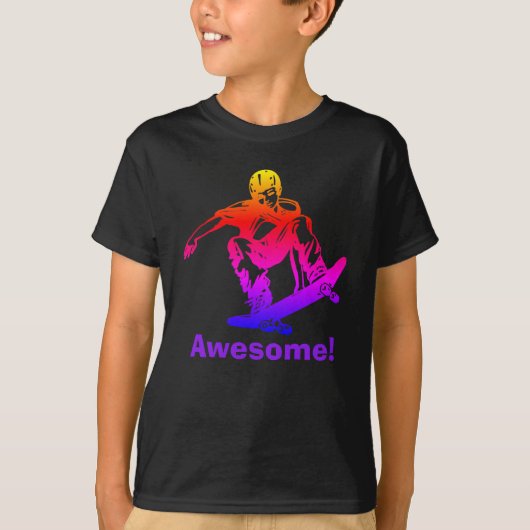 T-shirt Planchiste impressionnant d'arc-en-ciel de garçon (Devant)