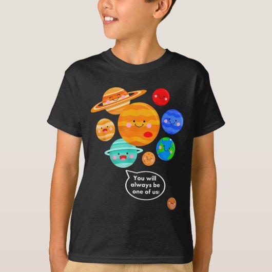 T-shirt Plane Funny Cartoon Planets Never Forget (Devant)