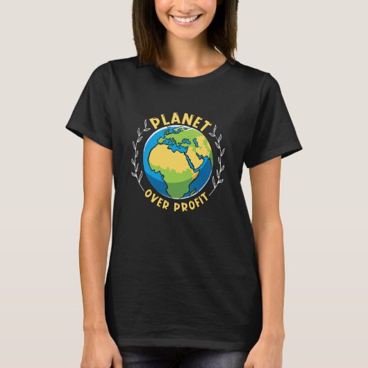 T-shirt Planet Over Profit Environment Mother Earth Climat (Devant)