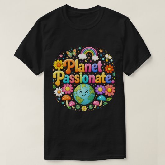 T-shirt Planet Passionate Colorful Typography (Design devant)