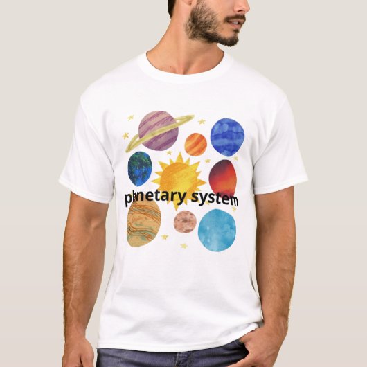 T-shirt Planetary System Design | Creative Space Art  (Devant)