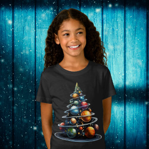 T-Shirt Planète Arbre de Noël Espace extra-atmosphérique E