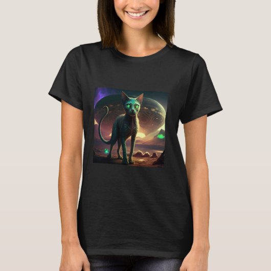 T-shirt Planète de chat extraterrestre (Devant)