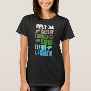 T-shirt Planète Enregistrer Secourir Animaux Recycler Plan