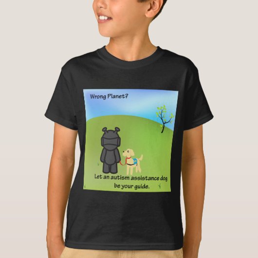 T-shirt Planète fausse ? Chiens d'aide d'autisme (Devant)